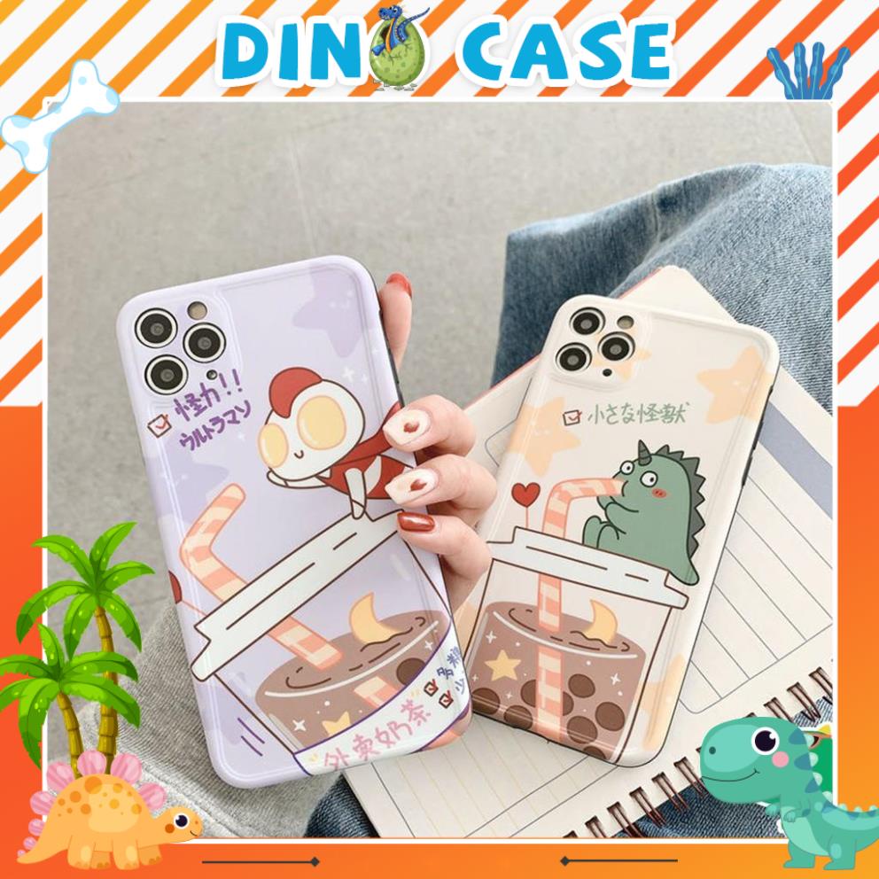 Ốp lưng iphone Trà sữa Ultraman khủng long IMD 6/6plus/6s/6s plus/7plus/8plus/x/xs/xsmax/11/11 promax DT06- Dino Case