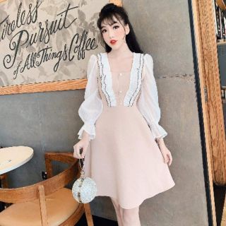 Đầm xòe bèo tiểu thư phối tay thiết kế chuẩn đẹp
