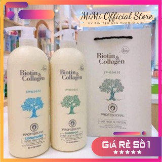 Cặp Dầu Gội Xả Biotin Collagen Trắng tác dụng Giảm Rụng Tóc, Phục Hồi Tóc Khô Xơ, Hư Tổn