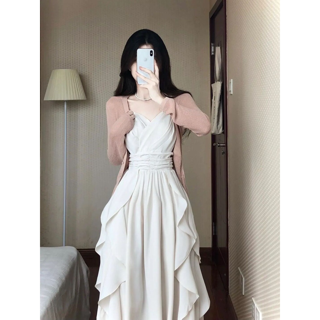 Set Đầm Hai Dây Họa Tiết Sọc Caro Ngọt Ngào Thời Trang