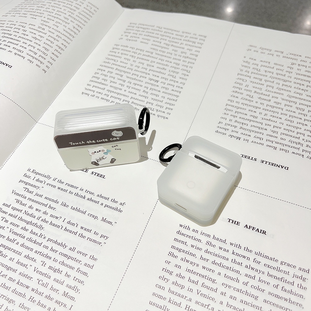 Vỏ Bảo Vệ Tai Nghe Không Dây Airpods 1.2.3.Pro Hình Mèo Xám