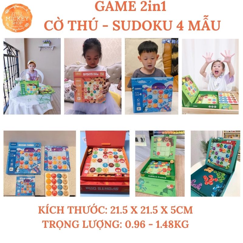 MIDEER SUDOKU - trò chơi toán học tư duy - cờ board games 2 trong 1 Cờ Thú - Cờ Toán cho bé từ 3 tuổi 4 cấp độ