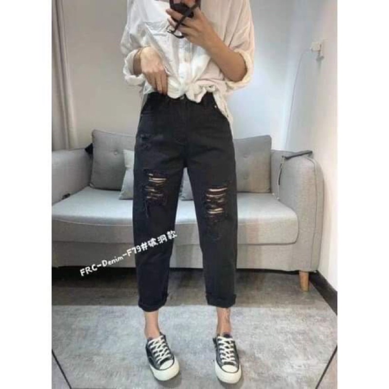 [ Rẻ vô địch ] Quần baggy jean rách dành cho nữ