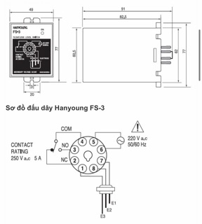 Rơ le mức nước Hanyoung FS-3A