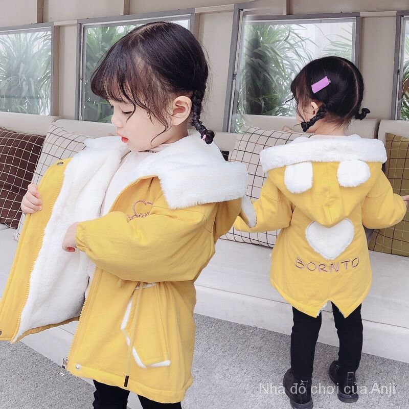 Children Pike Clothes Girls Cotton Velvet Thickening 0-7 Years Old Plus Jacket Cotton Jacket Clothes