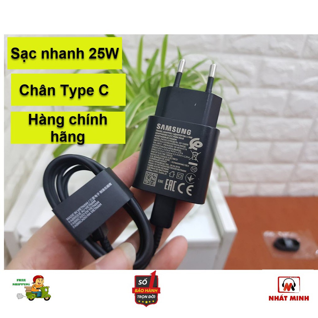 Bộ sạc nhanh Samsung 25W chính hãng Note 10 Note 20 A71, A70, A80, A90, S20, S20+, S20 Ultra