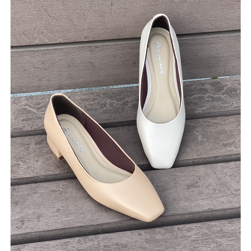 Giày cao gót công sở nữ 3 phân mũi vuông gót vuông da mềm cao cấp