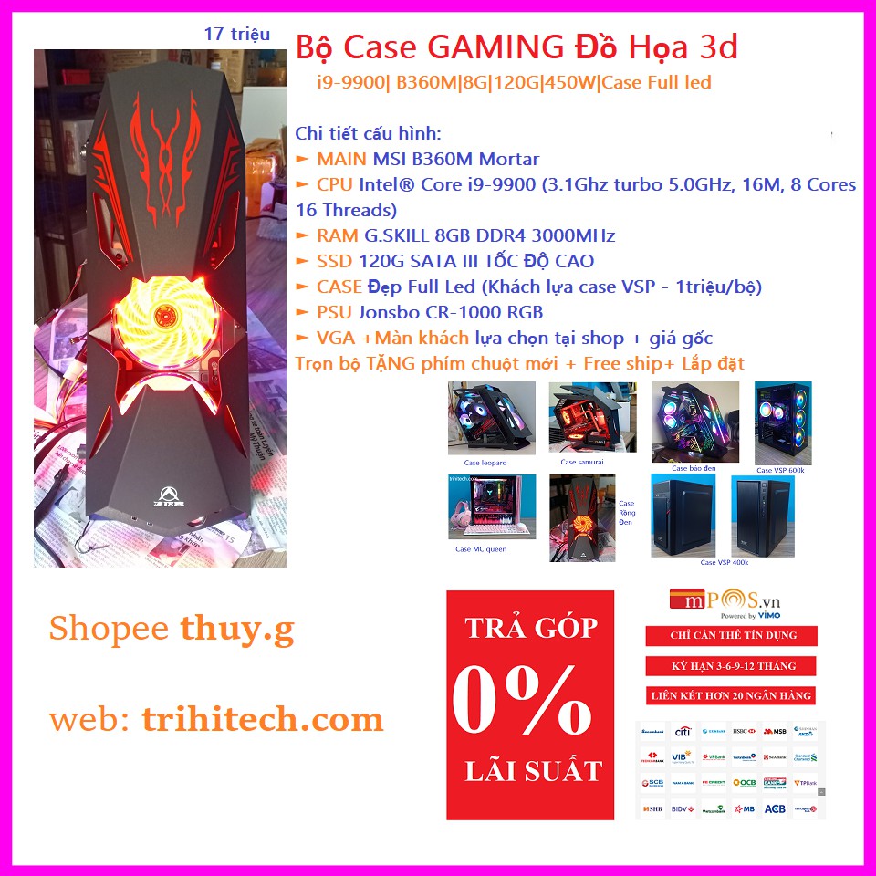[XẢ KHO] Bộ PC CẤU HÌNH GAMING I9-9900/ RAM8GB/SSD120G/450W  GIÁ RẺ
