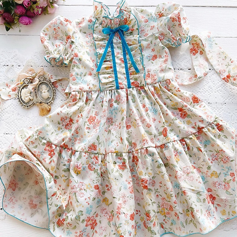 Đầm ren dáng xòe phong cách công chúa Lolita cho bé gái