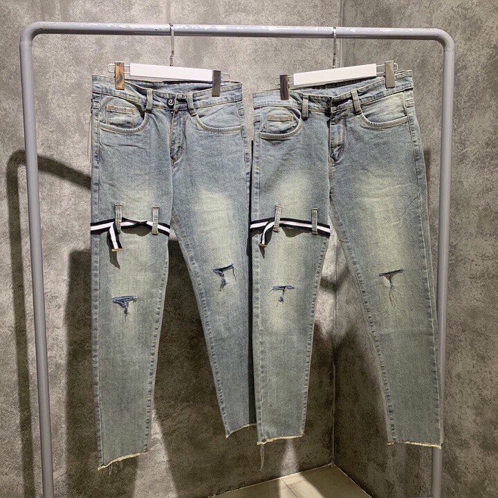 Quần jean nam rách gối baggy bò hàn quốc đẹp ống côn chuẩn body hàng cao cấp co giãn nhẹ kiểu vintage | BigBuy360 - bigbuy360.vn