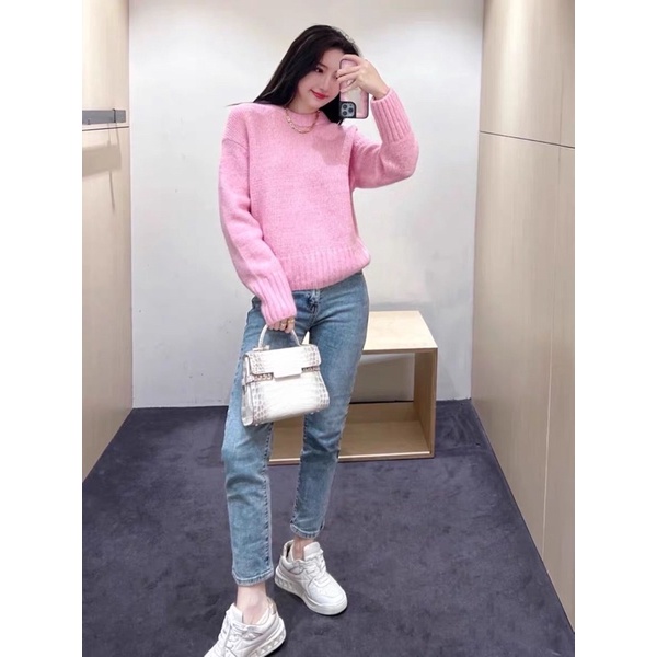 Áo Len Nhung H&M Authentic hồng nhạt gom sale