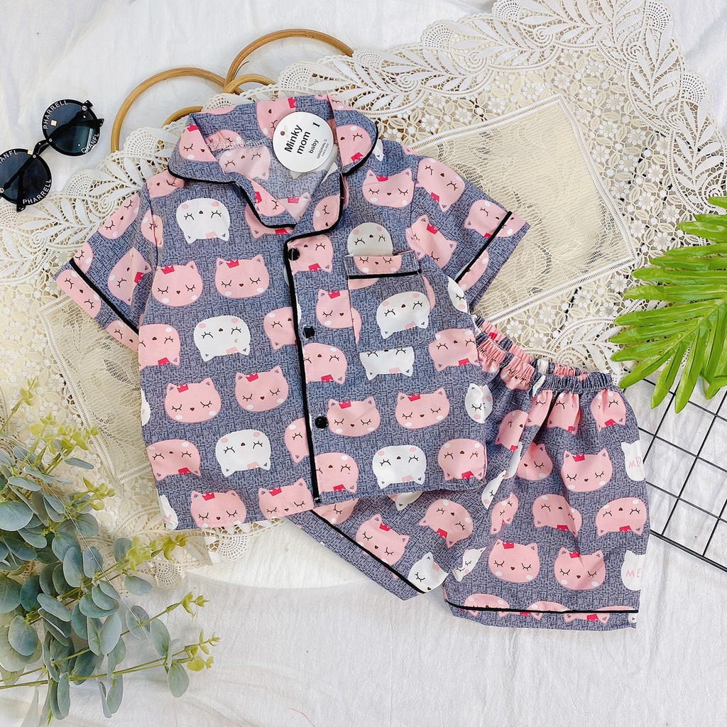 Bộ Cộc Tay Pijama Đùi Kate Chất Siêu Mát Cho Bé Từ 10 - 22kg