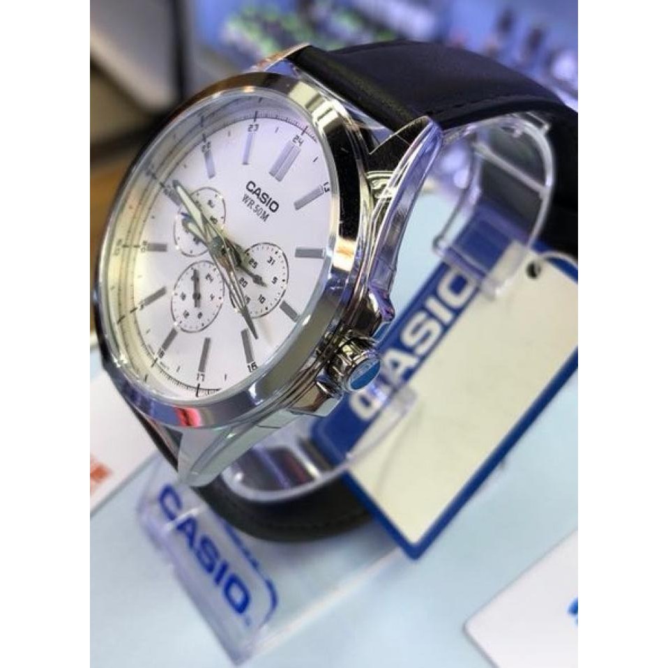Đồng Hồ Nam Casio MTP-SW300L-7AV Dây Da Đen - Mặt Màu Trắng