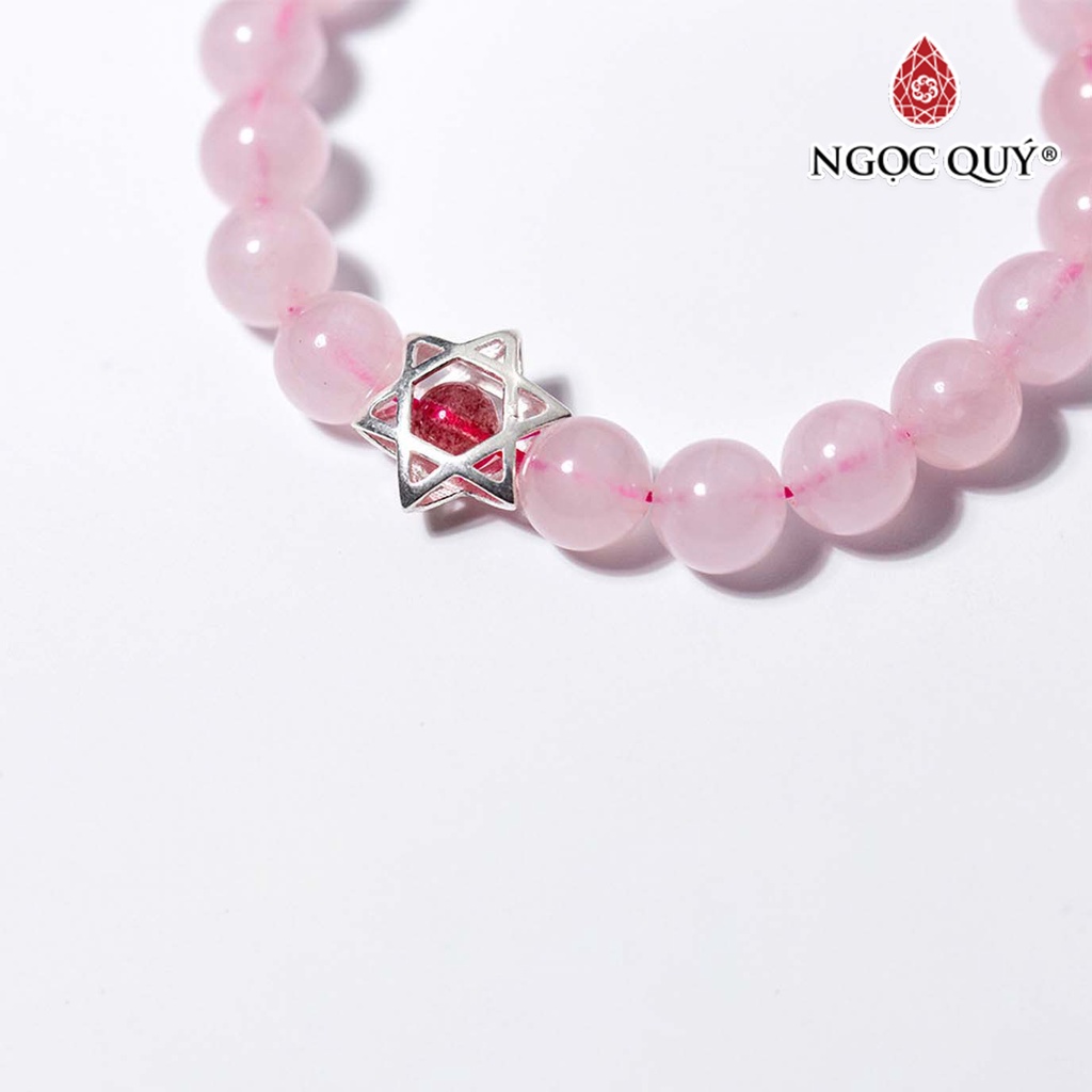 Vòng tay TA hồng charm bạc ngôi sao 6 cánh - Ngọc Quý