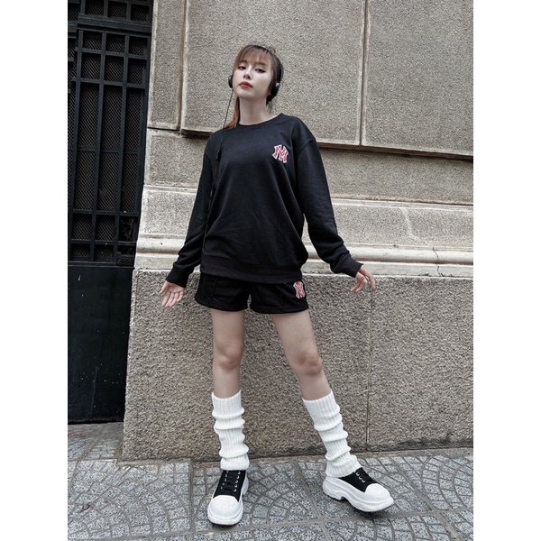 (ảnh thật hàng chuẩn 1:1)Áo hoodie tay dài m/ lb d.ass Big Trefoil Abstract Navy phối Xanh(có bán quần kèm theo)