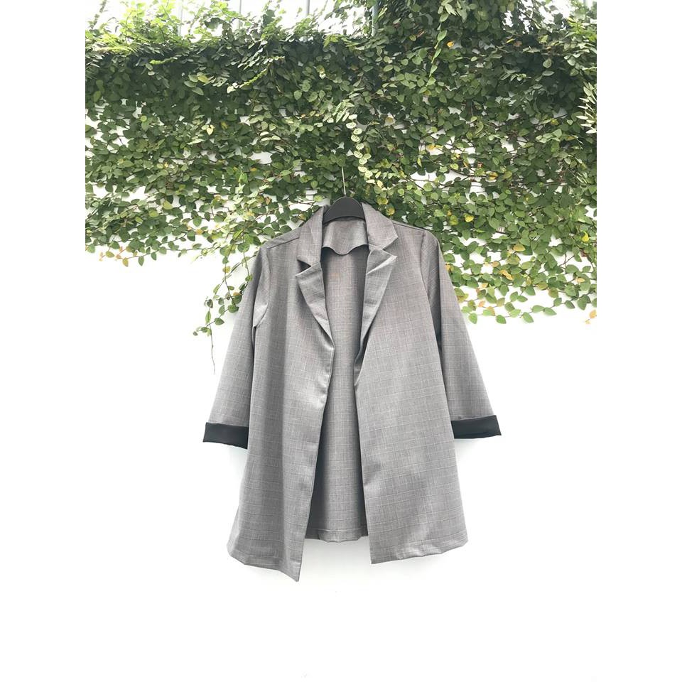 Áo blazer nữ xám phối đen - Gray vest | BigBuy360 - bigbuy360.vn