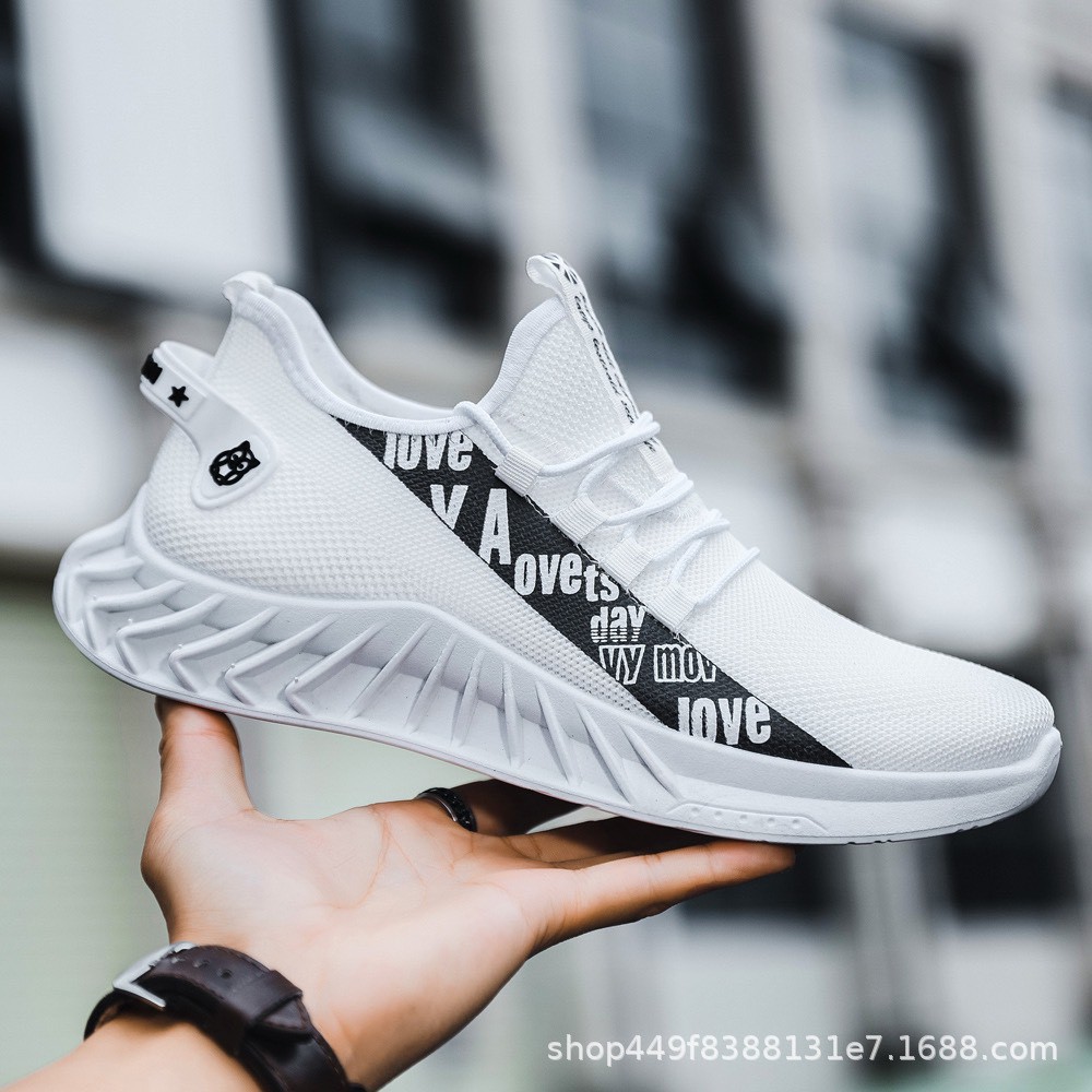 (2 Màu) Giày sneaker nam đế sọc LOVE Hottrend 2021