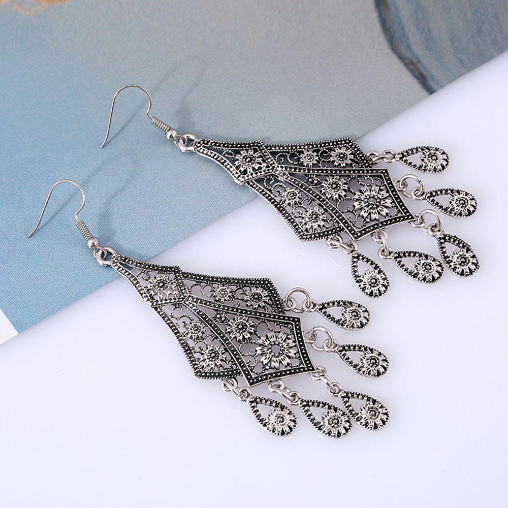 Bông Tai Dáng Dài Phối Tua Rua Phong Cách Bohemian Thời Trang Cho Nữ