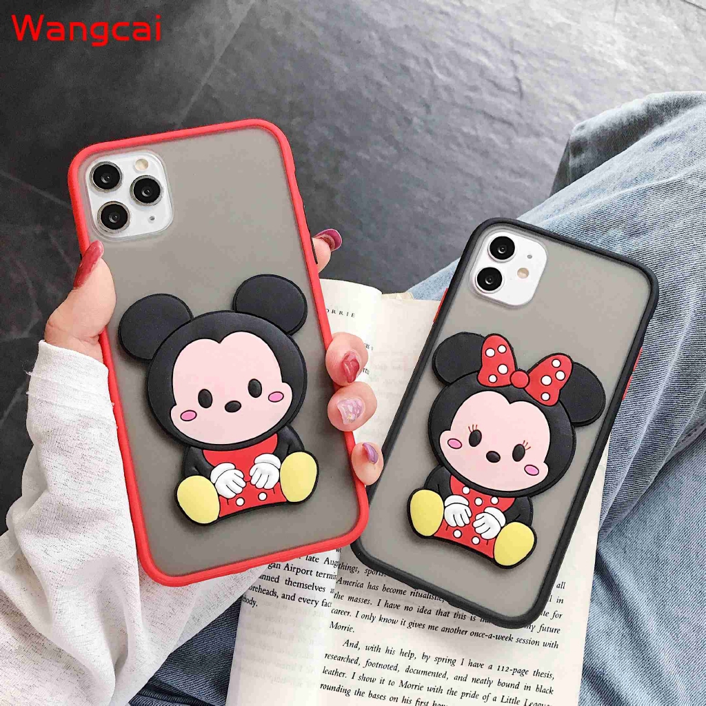 OPPO A8 A31 A91 A9 A5 2020 F11 Pro A7 A5S A5 A3S Phone Case Mickey Minnie Cartoon Cute Clear Transparent Soft Contrast Color Frame Matte Hard PC Case Cover