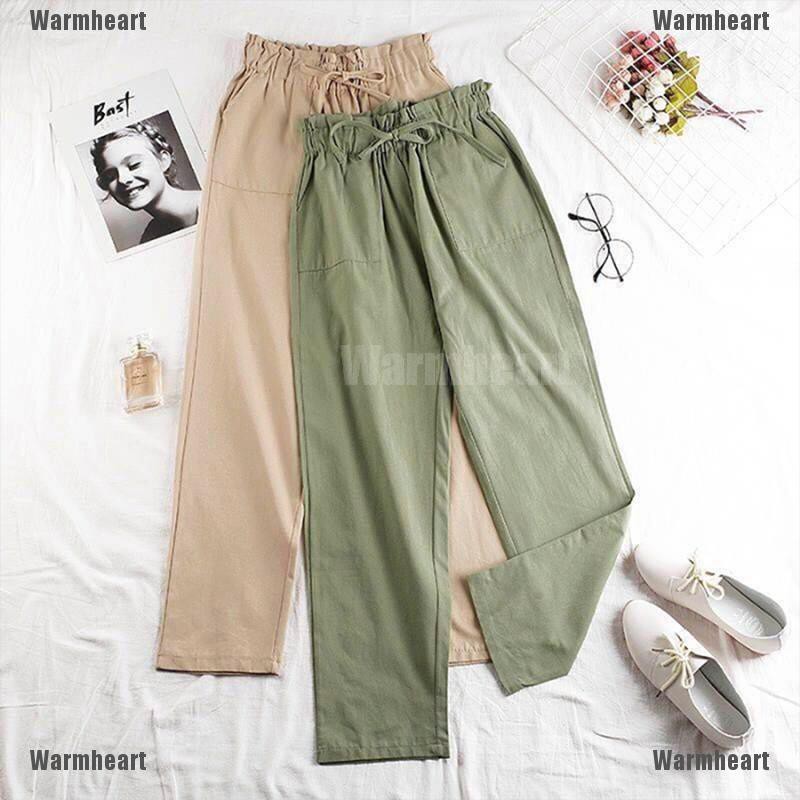 Warmheart Women Cotton Elastic Waist Loose Wide Leg Pants Long Trousers Palazo Linen | BigBuy360 - bigbuy360.vn