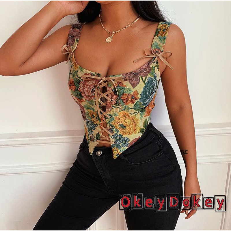 Áo Croptop Hai Dây Thêu Hoa ThờI Trang Cho Nữ