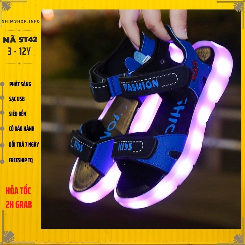 Dép sandal phát sáng độc lạ cho bé trai 3 - 10 tuổi phong cách Hàn Quốc ST42