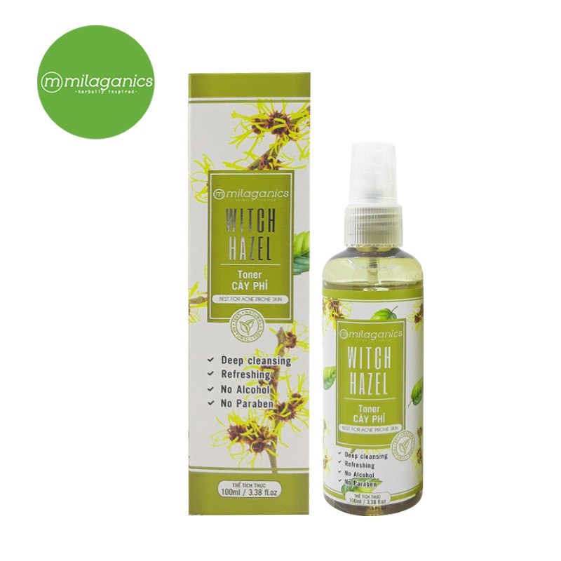 Toner Cây Phỉ Se Khí Lỗ Chân Lông, Phục Hồi Da Mụn Milaganics 100ml