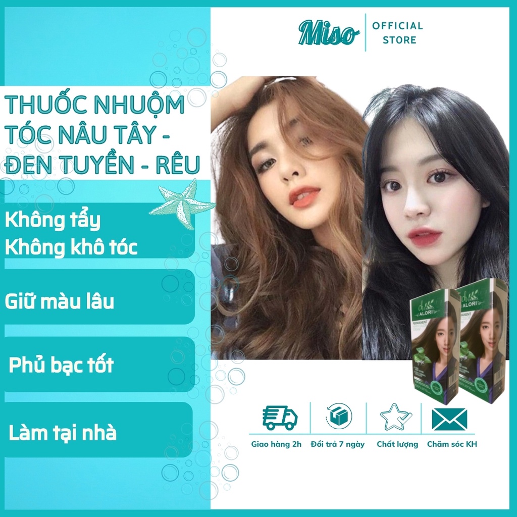 Thuốc nhuộm tóc nâu ALORI [KHÔNG TẨY - PHỦ BẠC] Thuốc nhuộm tóc màu đen tại nhà TẶNG kèm găng tay - oxy - dưỡng - lược