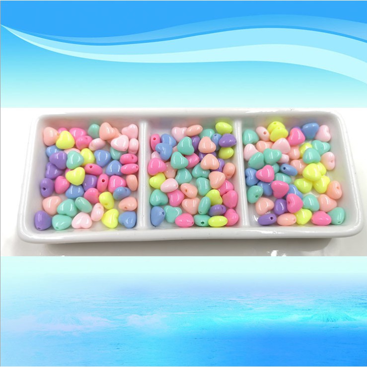 100 Hạt Cườm Acrylic 9Mm Hình Trái Tim Nhỏ Làm Trang Sức Thủ Công