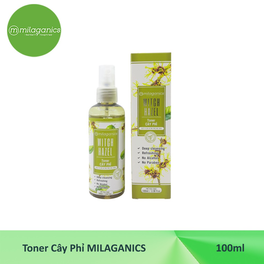 Toner Cây Phỉ Se Khí Lỗ Chân Lông, Phục Hồi Da Mụn Milaganics 100ml | BigBuy360 - bigbuy360.vn