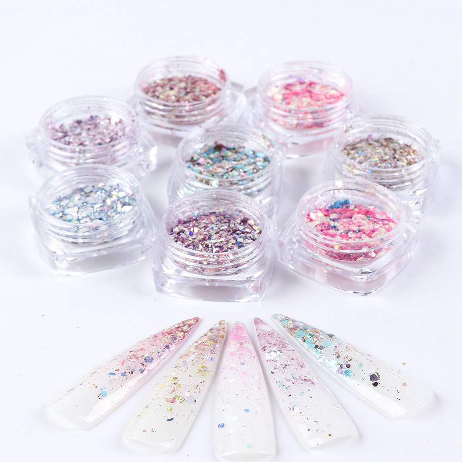 Set 8 Lọ Kim Tuyến Lấp Lánh Trang Trí Móng Nghệ Thuật