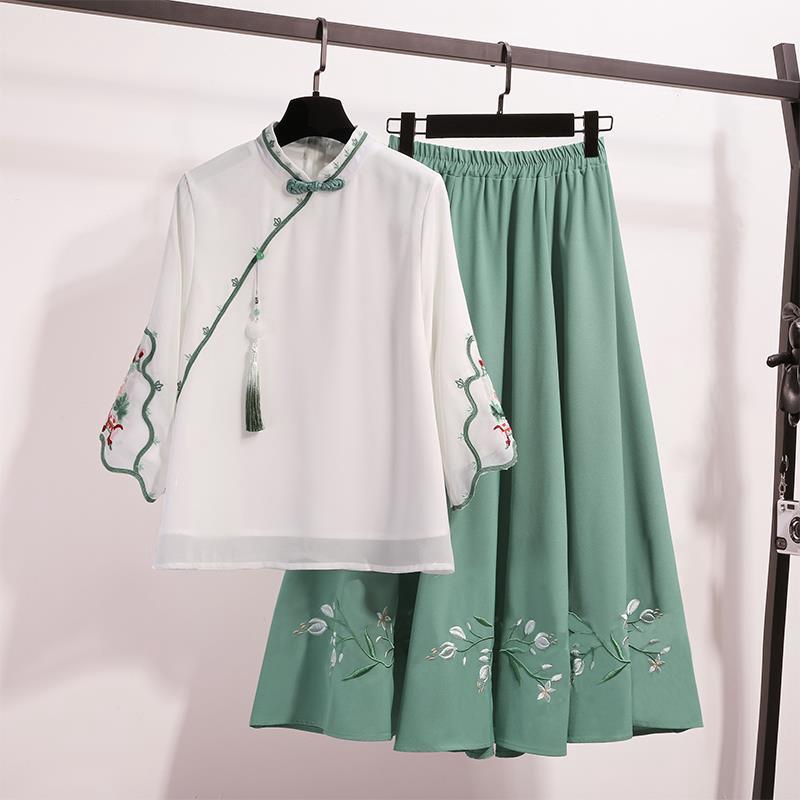 Hanfu female student costume clothes improved cheongsam Chinese style summer dress ancient style suit dress | BigBuy360 - bigbuy360.vn