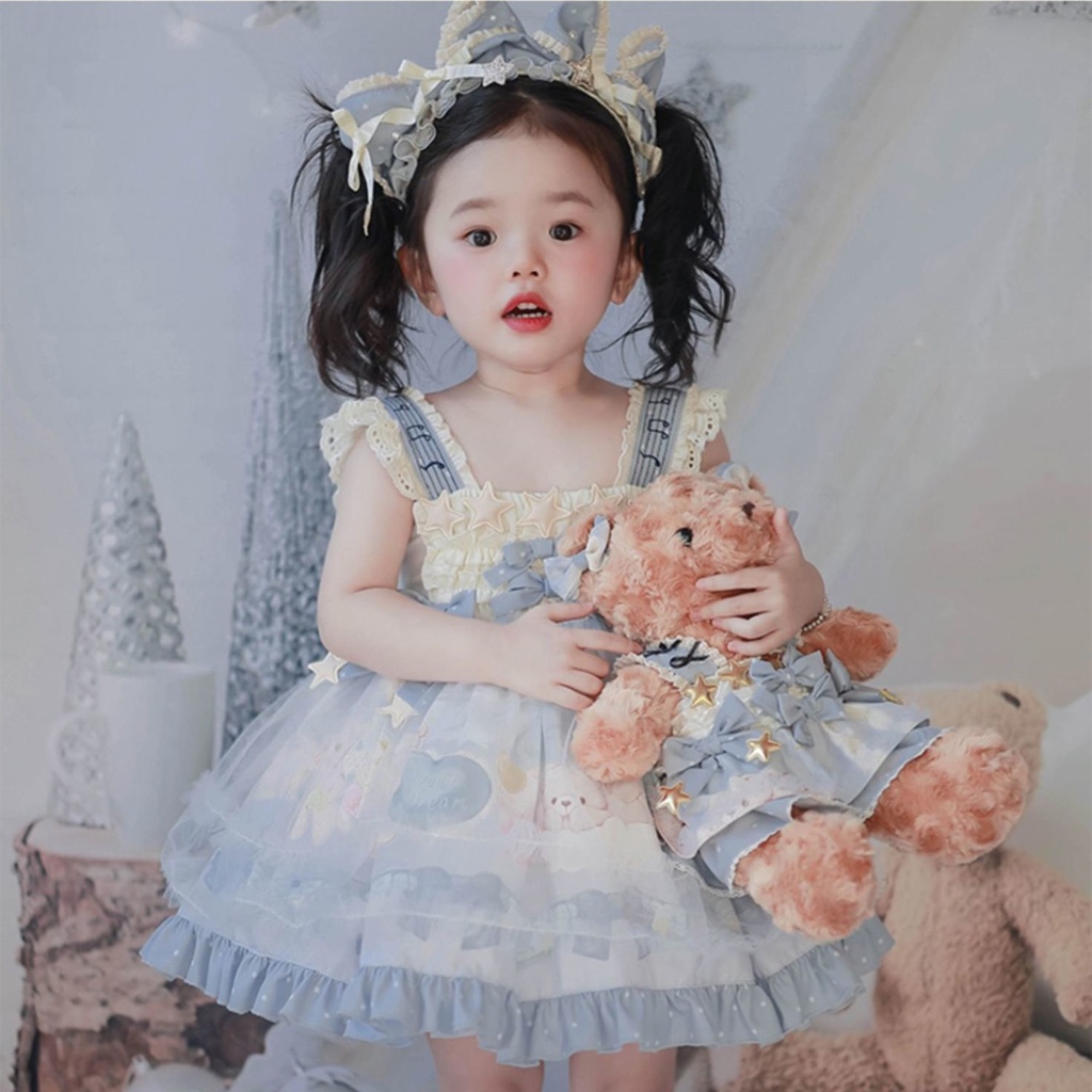 Girls' dress Lolita Princess suspender skirt little bear fluffy skirt children's baby spring and summer new western style dress