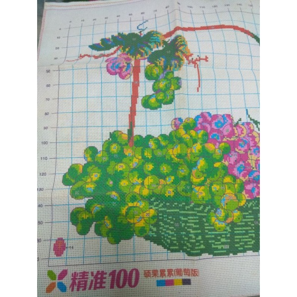Tranh thêu chữ thập giỏ nho