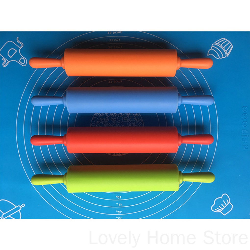 Cây lăn bột làm bánh silicone tay cầm bằng gỗ tiện lợi dành cho nhà bếp