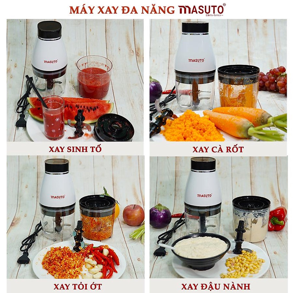 Máy xay thịt đa năng Masuto 0,6L, hệ thống rơ-le tự ngắt khi quá nhiệt, công suất 300w