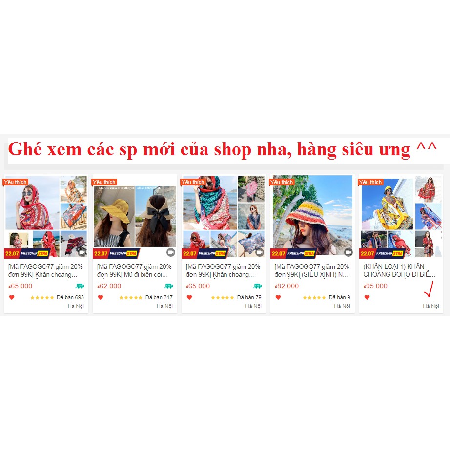 Khăn choàng boho đi biển, du lịch, Phong cách vintage MS 09-16