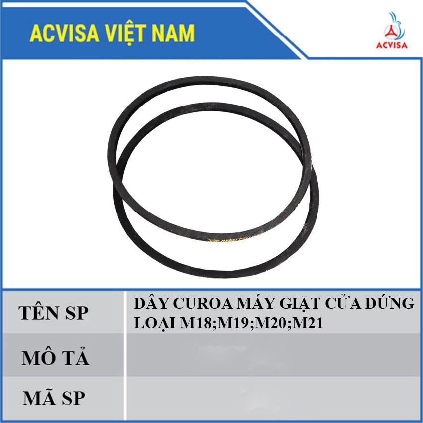 Dây Curoa máy giặt lồng đứng (cửa mở bên trên) loại M18, M18.5, M19, M19.5, M20, M20.5, M21, M21.5