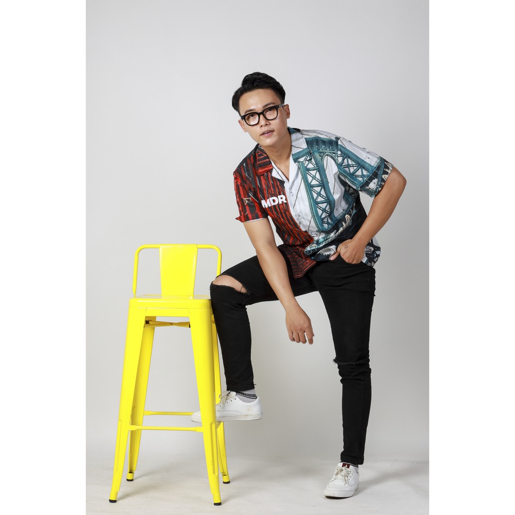 Áo Sơ Mi nam nữ Hoạ Tiết Tay Ngắn Cổ Vest Uniex Thời Trang Vải Lụa Local Brand M Studio