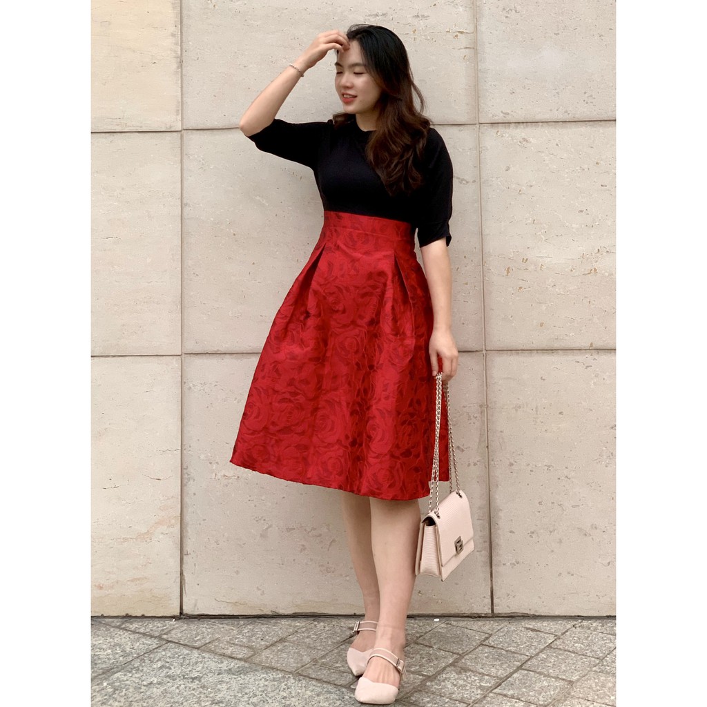 Đầm xòe dự tiệc bigsize lụa phối gấm DABS013 cho người béo mập 55-100kg - Mặc đi tiệc,đi chơi hoặc dạo phố | BigBuy360 - bigbuy360.vn