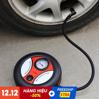 Bơm lốp tròn mini điện 12V đa năng - máy bơm xe ô tô mini