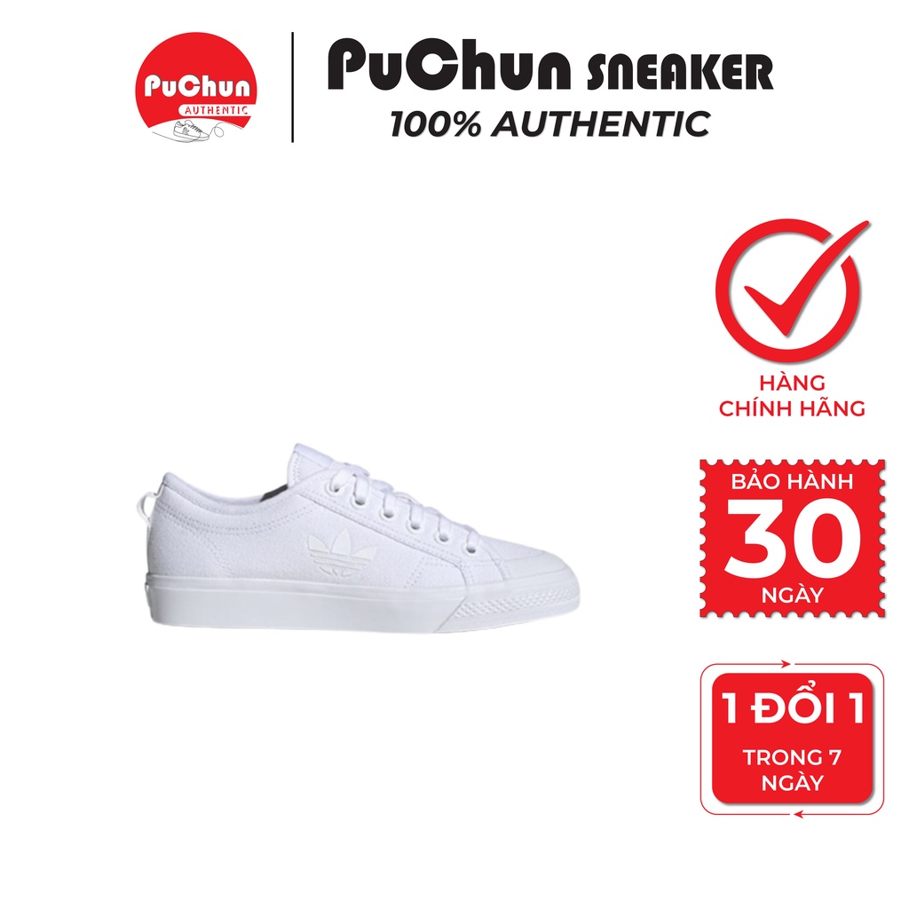 Giày Sneaker Adidas Nizza Trefoil Allwhite  - FW5184  - Hàng Chính Hãng