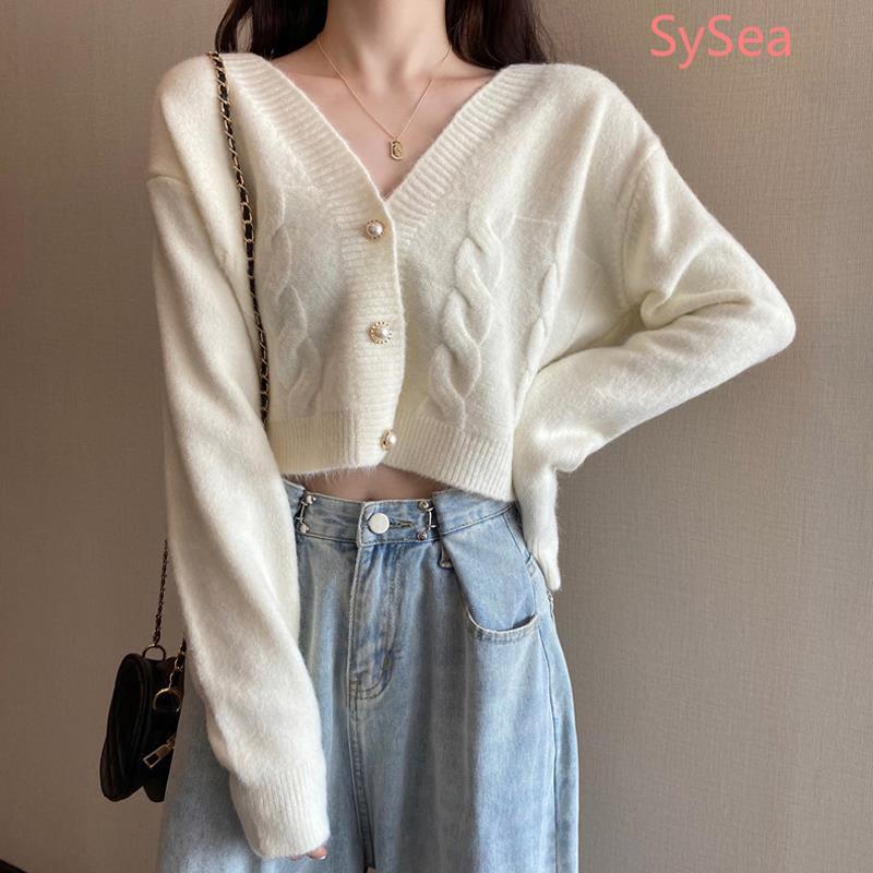 Áo cardigan cổ chữ V tay dài kiểu croptop thời trang mùa thu trẻ trung cho nữ