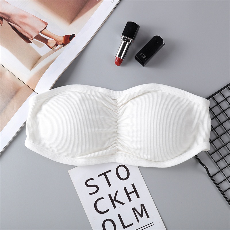 [Spot] Munafie Đàn hồi quấn ngực Ren nữ ống hàng đầu Sexy Bra quây rắn màu sling B0148