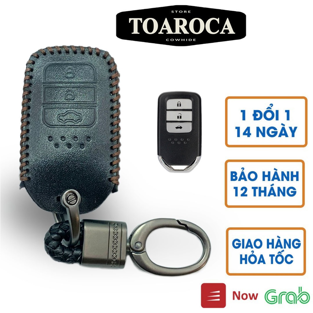 Bao da chìa khóa ô tô smartkey Honda Crv,Honda City,Honda Civic 3 nút bấm handmade da bò thật  Toaroca chống trầy,rơi,vỡ