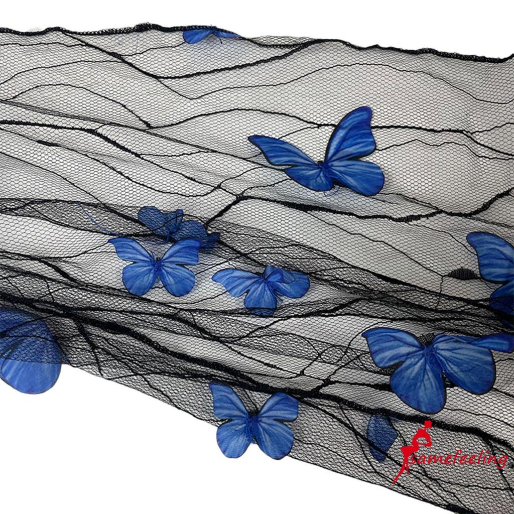 Bikini Bộ Đồ Bơi Áo Croptop Tay Ngắn Phối Chân Váy Lưới Mỏng Ba Chiều Trang Trí Hình Bướm Buộc Dây