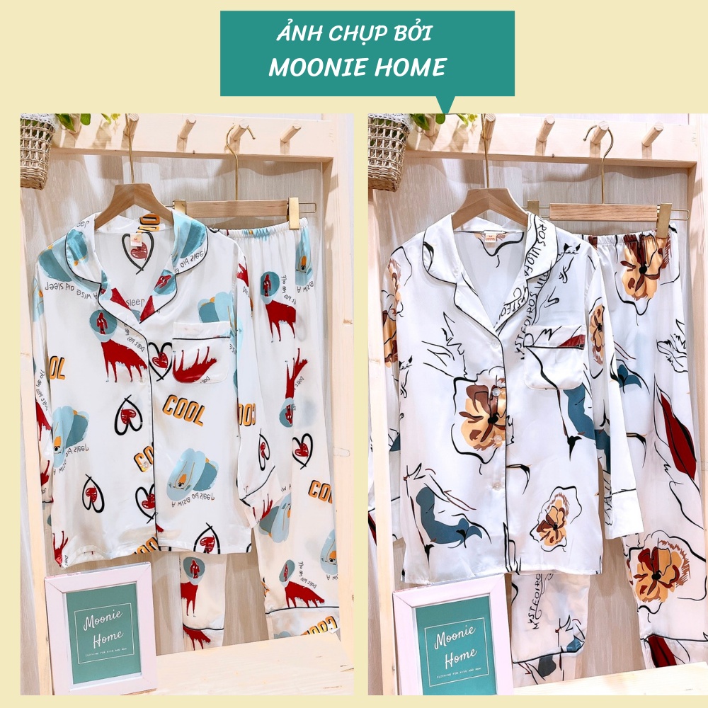 [Lụa Hàn Cao Cấp] Bộ Pijama Nữ Lụa Hàn Tay Dài Đẹp (Mịn, mướt &amp; Nhẹ)