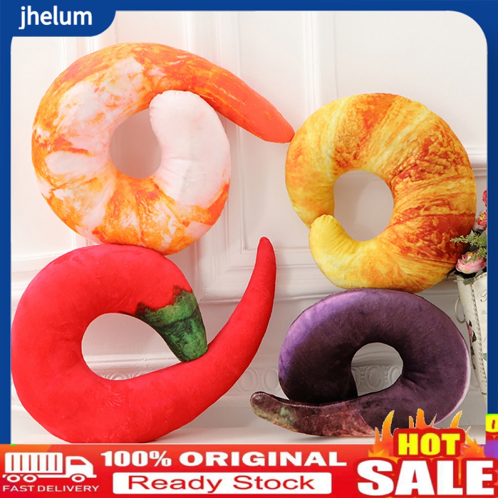 Gối Kê Cổ Hình Chữ U 3D Nhồi Bông Thiết Kế Hình Tôm Cà Tím Độc Đáo