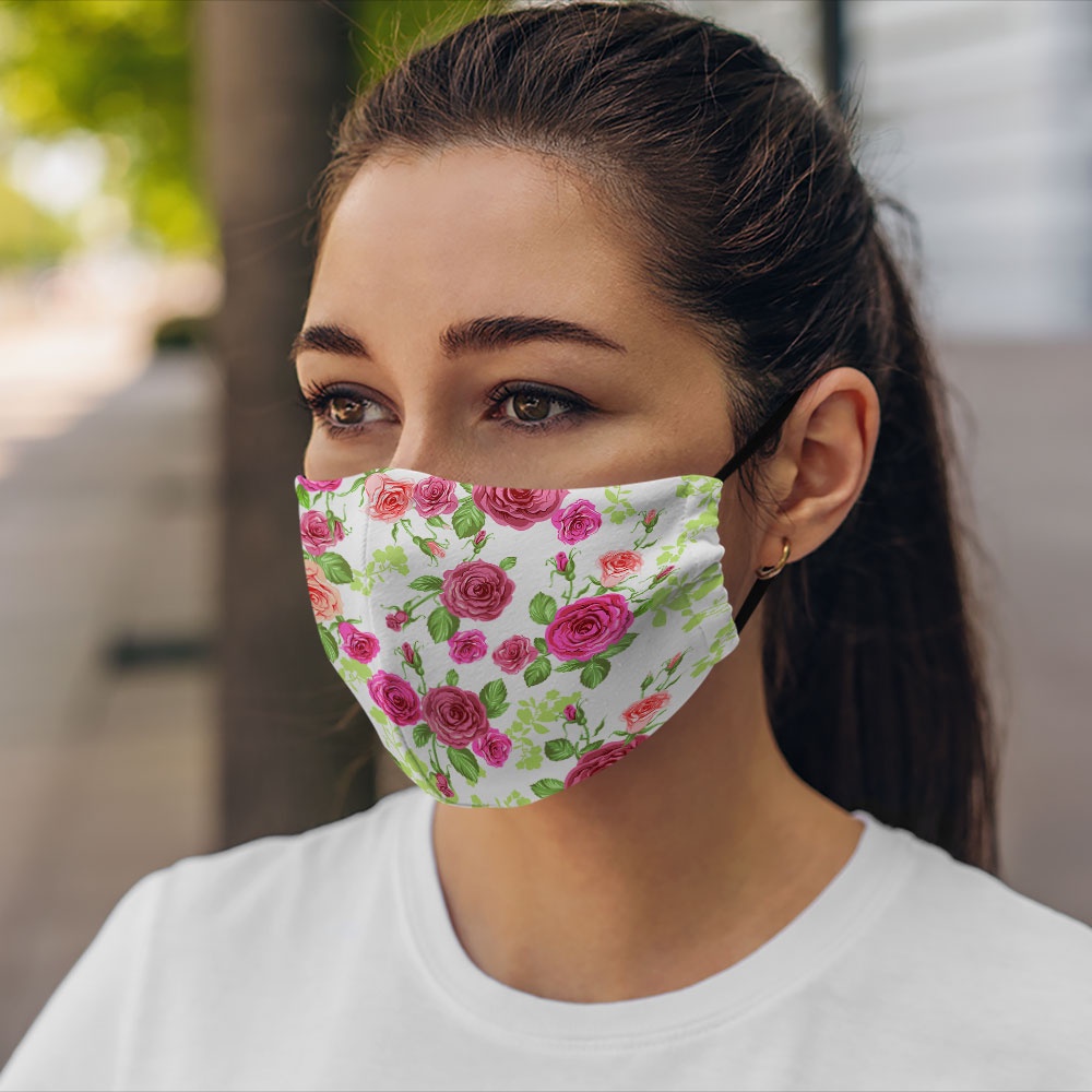 Khẩu trang vải bảo hộ FLOWERS_1453 CARTWELL vải poly cotton 100% ngăn bụi kháng khuẩn 2021 bảo vệ toàn diện