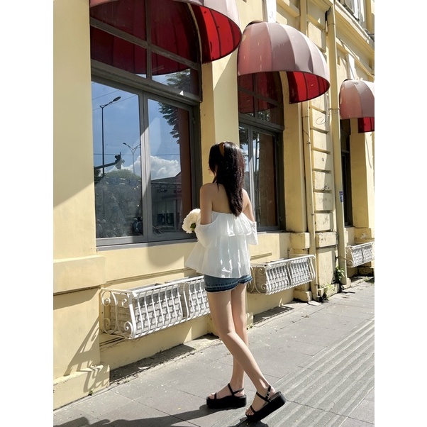 Beachclub-áo Babydoll cổ yếm